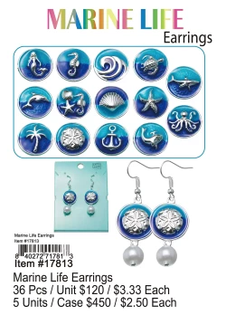 Marine Life Earrings 72 Pcs.